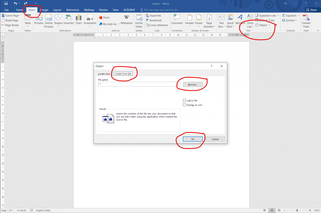 How To Combine And Merge Two Word Documents - Insert Object