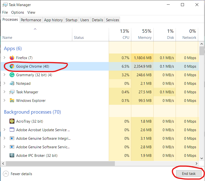 Fix Cursor Mouse Pointer Disappear Chrome - Task Manager