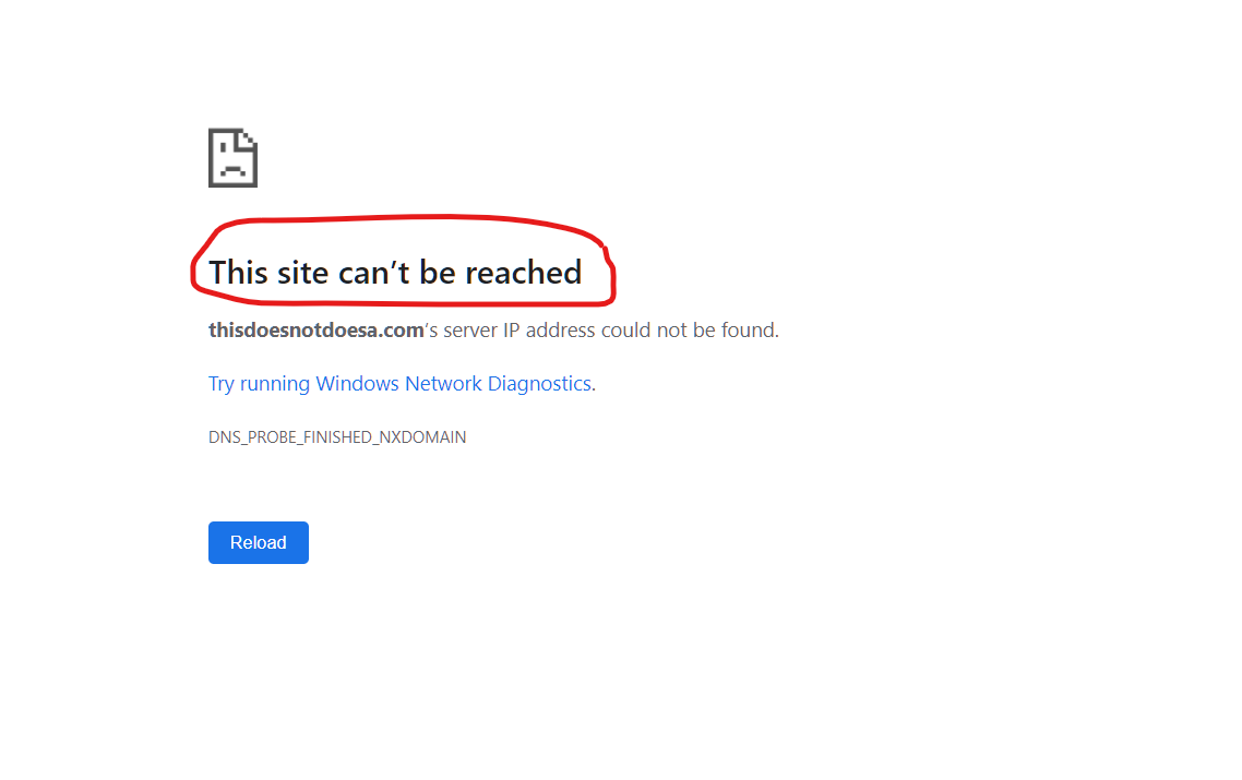 the site cannot be reached